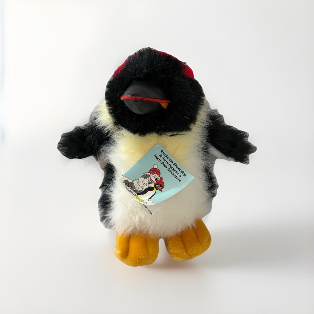 Commonwealth 1990 Christmas Perry Penguin‎ Plush Stuffed Animals 10" Tag